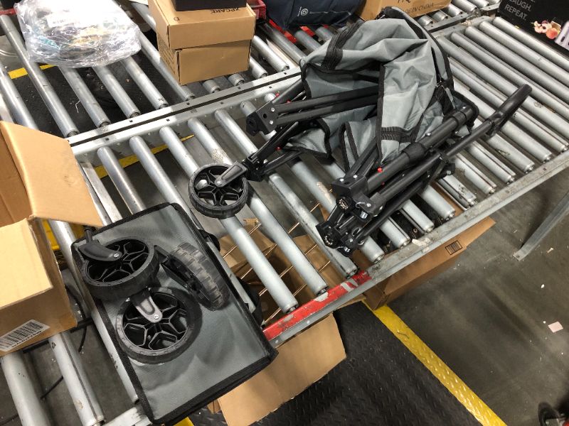 Photo 1 of ***one of the wheel stuck in the wagon*** Eusuncaly Collapsible Wagon with Wheels Foldable Wagon Folding Outdoor Utility Wagon Grocery Wagon for Camping Shopping Sports Gardeing Fishing (Gray)