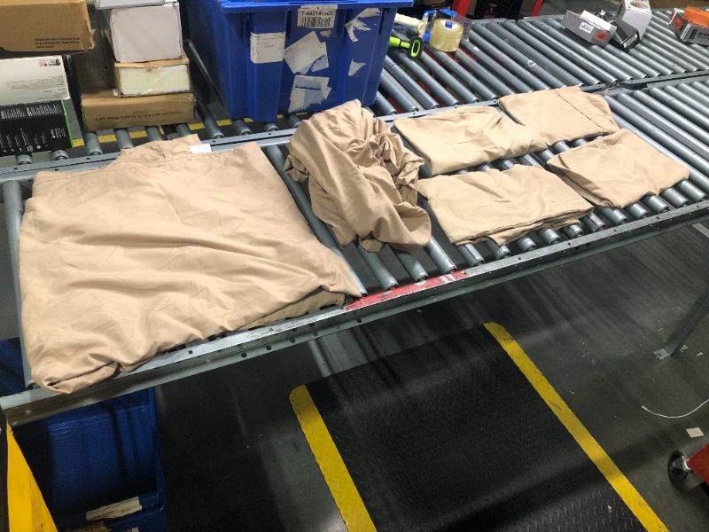 Photo 1 of ***need clean*** LuxClub 6 PC Queen Sheet Set, Breathable Luxury Bed Sheets, Deep Pockets 18" Eco Friendly Wrinkle Free Cooling Sheets Machine Washable Hotel Bedding Silky Soft - Light Khaki Queen