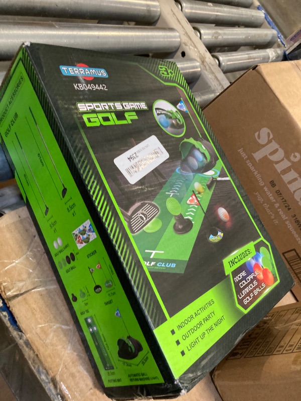 Photo 1 of TERRAMUS Kids Toy Golf Club Set with Automatic Ball Returner, Led Light Up Night Golf Balls, Golf Putting Mat, 3-5 Toddler Mini Golf Games, Indoor Outdoor Sport Toys Gifts for Boys Girls Aged 3 4 5 6