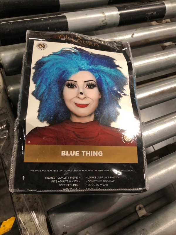 Photo 2 of ALLAURA Funky Blue Wig | Compatible with Thing 1 & Thing 2 Wig Bim Ben Fits All - One Size | Blue Rick Morty Wig Crazy Men Women Blue Hair Wigs