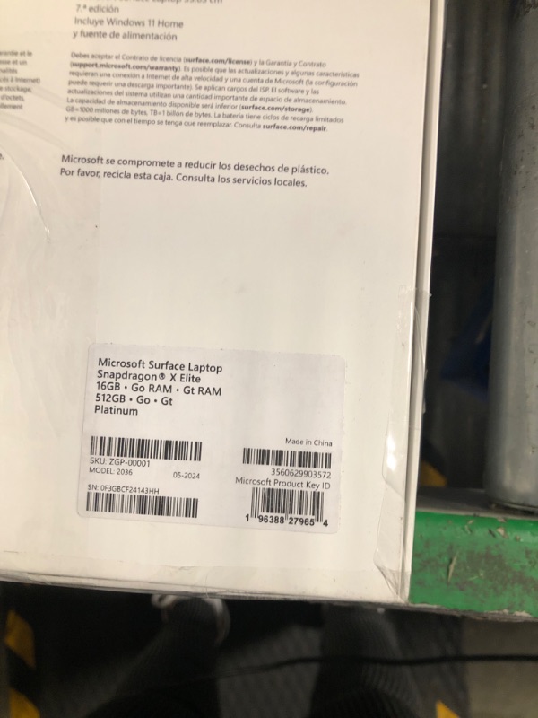 Photo 7 of  MISSING PART OF POWER CORD----------------------------***USED***--------------------------------------------------------------------------Microsoft Surface Laptop (2024), Windows 11 Copilot+ PC, 13.8" Touchscreen Display, Snapdragon X Elite (12 core), 16