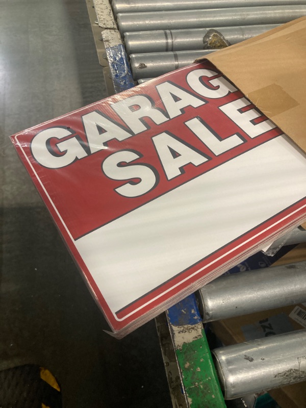 Photo 1 of 7 Pcs Garage Sale Sign with Metal Stakes, 17" x 13", Double-Sided Garage Sale Sign with 20 Directional Arrow Stickers, Large Yard Sale Sign,WEATHER-PROOF