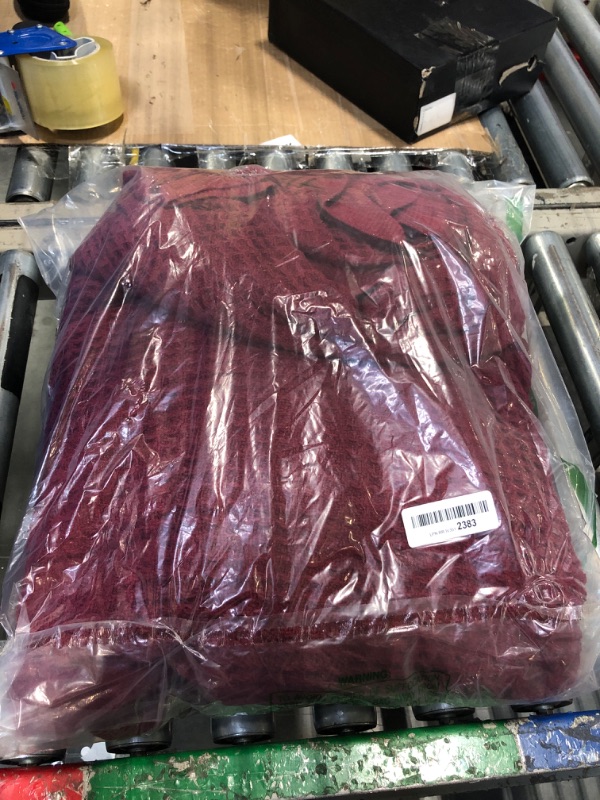 Photo 1 of Bedsure 100% Cotton Blanket Queen Size for Bed - Waffle Weave Fall Blanket, Lightweight and Breathable Soft Woven Blanket for Summer, Burgundy Red, 90x90 Inches