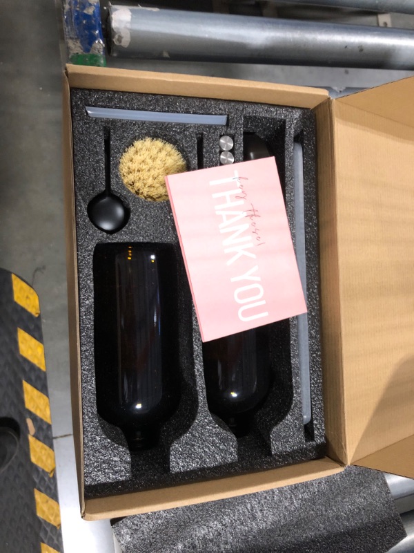 Photo 1 of [LUXURY] Kitchen Soap Dispenser Set - 16OZ Amber Glass Bottle, Stainless Steel Pump, Instant Dry Tray, Waterproof Labels, Non-Slip Silicone Pad, and Dish Brush | Upgrade for Your Kitchen and Bathroom
