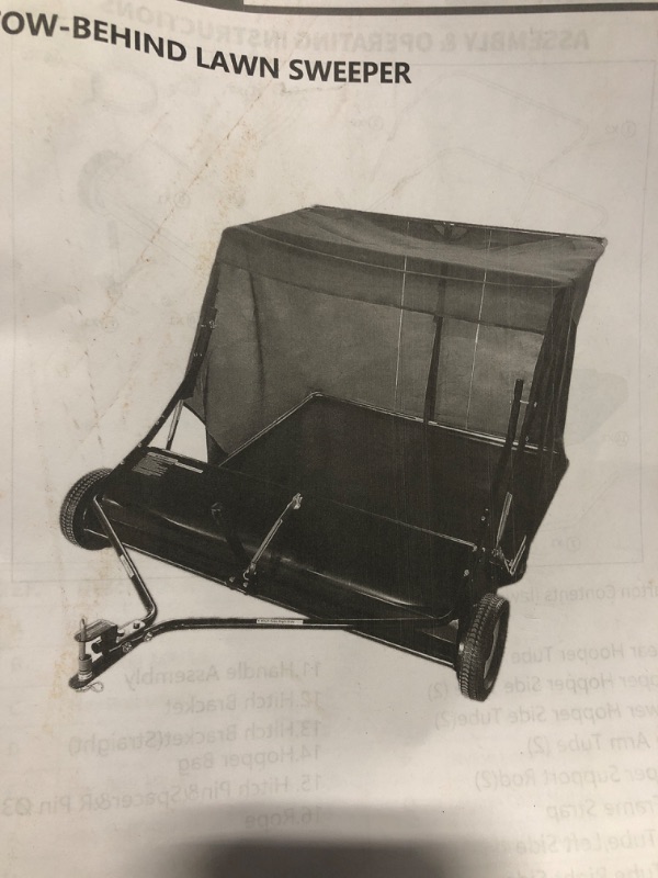 Photo 1 of  ** unknown missing parts or model, size*** Lawn Sweeper Tow Behind,