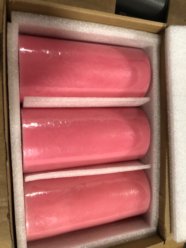 Photo 2 of 3" x 6" Hand Poured Solid Color Unscented Pillar Candles Set of 3 - (Pink)