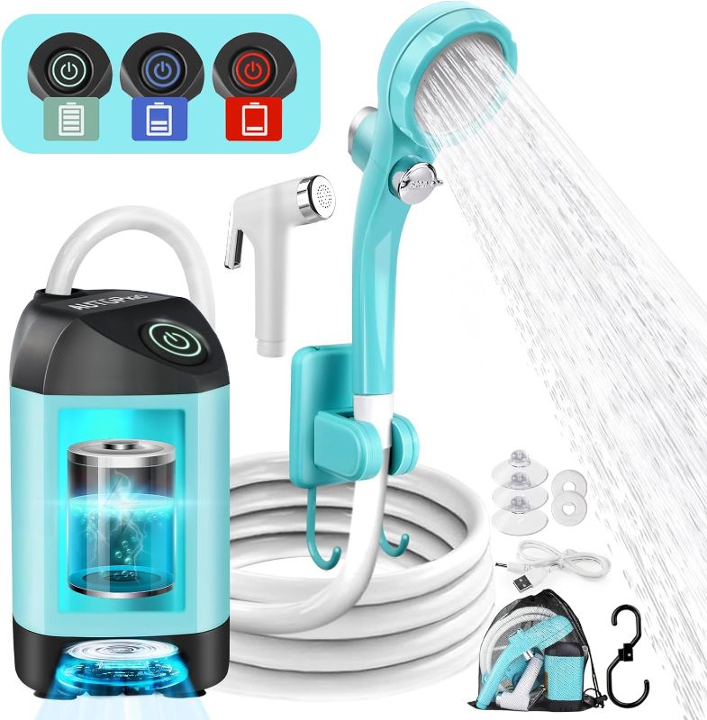 Photo 1 of (MISSING CHARGER) AUTOPkio Portable Camping Shower Pump - Camp Shower with Outdoor Showerhead Sprayer & Rechargeable 4500mAh Battery Pump for Camping, Travel, Hiking, Car Washing, Pet Bath
