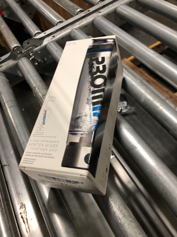 Photo 1 of Promixx Pro Shaker Bottle (iX-R Edition) | Rechargeable, Powerful for Smooth Protein Shakes | includes Supplement Storage - BPA Free | 20oz Cup (Silver Blue/Gray)