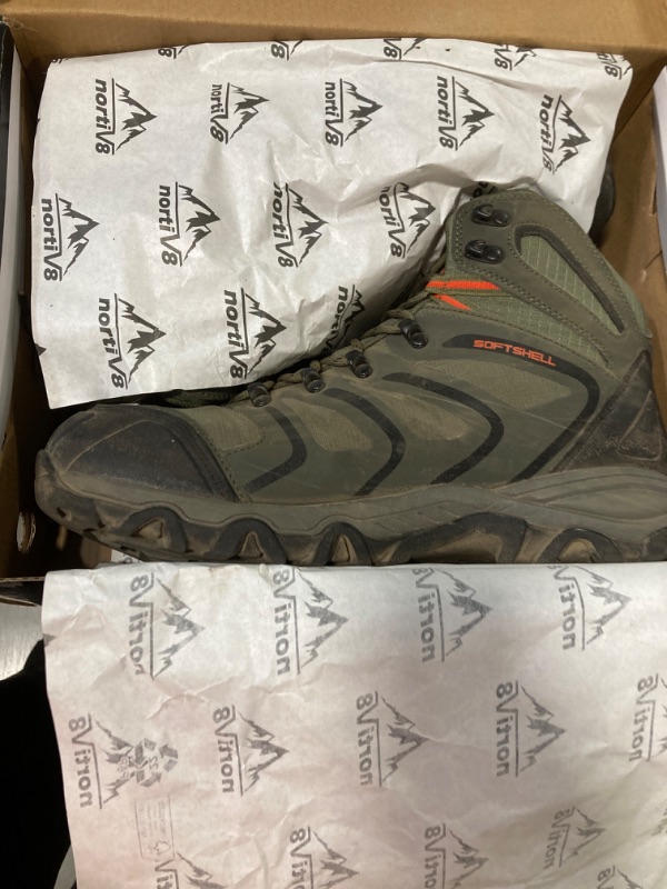 Photo 2 of ***USED AND DIRTY***NORTIV 8 Men's Ankle High Waterproof Hiking Boots Outdoor Lightweight Shoes Trekking Trails Armadillo,Size 11,ARMY/GREEN/BLACK/ORANGE,160448_M-W