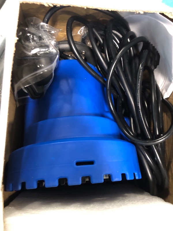 Photo 3 of AgiiMan 1/4HP Automatic Submersible Water Pump, 2200GPH Sump Pump Utility Pump for Pool Draining, Water Removal Pump with 33' Power Cord for Flooded Areas, Swimming Pool, Flooded House Basement, Blue