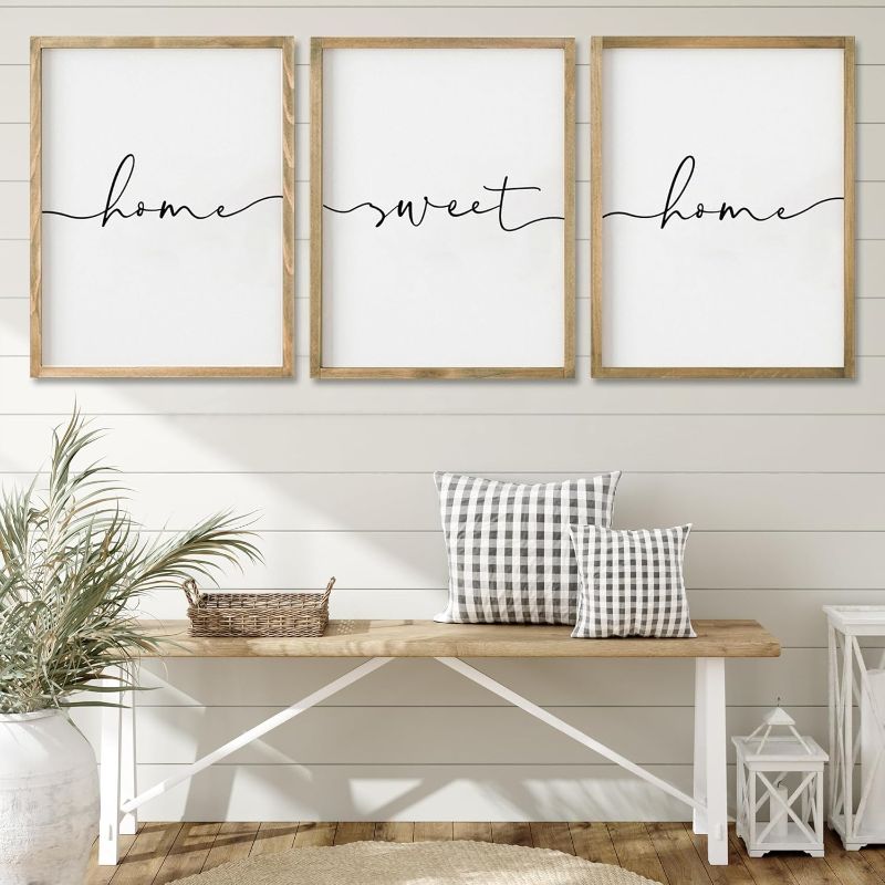 Photo 1 of ***USED***Set of 3 Framed Farmhouse Sweet Dreams Sign 11x14” Above Bed Wall Decor for Bedroom Decor Wall Art Wood Signs (11"x14", Brown)