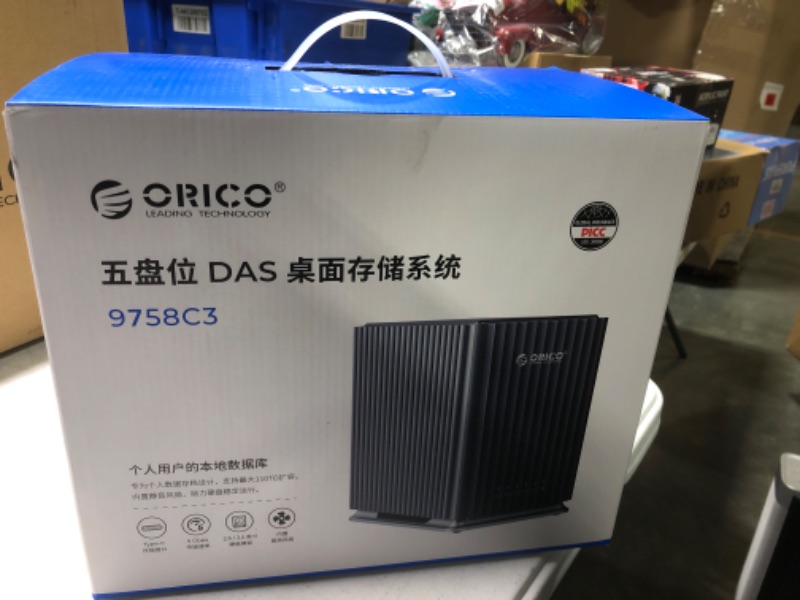 Photo 2 of ***sealed***ORICO 5 Bay USB 3.1 Type-C Hard Drive Enclosure - Plug and Play DAS Storage Enclosure with 12V/10A Power Adapter, Maximum 110TB Storage for Home Data Management - 9758C3