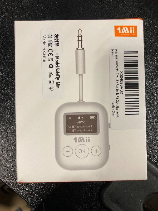 Photo 2 of 1Mii Airplane Bluetooth 5.3 Transmitter for All Headphones - Bluetooth Adapter for TV - Dual Connection - aptX Low Latency - Flying Travel,Long Flight Essentials - Wireless Audio Aux for MP3,Gym,Game