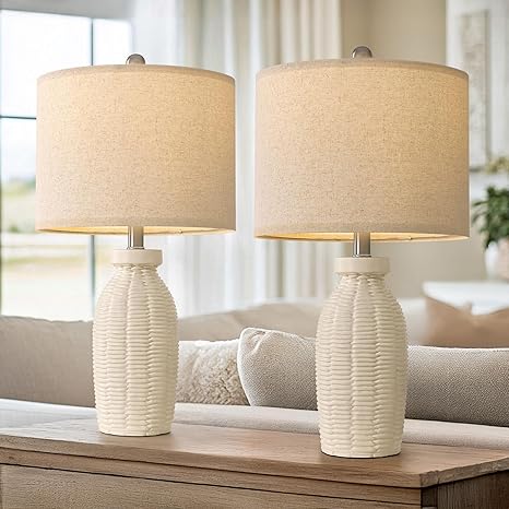 Photo 1 of 22.75" Table Lamps for Bedroom Living Room Boho Lamp Set of 2 Farmhouse Lamp Bedside Nightstand Small Rustic Vintage Retro Lamp Modern Table Lamp Light Home Office Desk Deco Gifts, Beige
