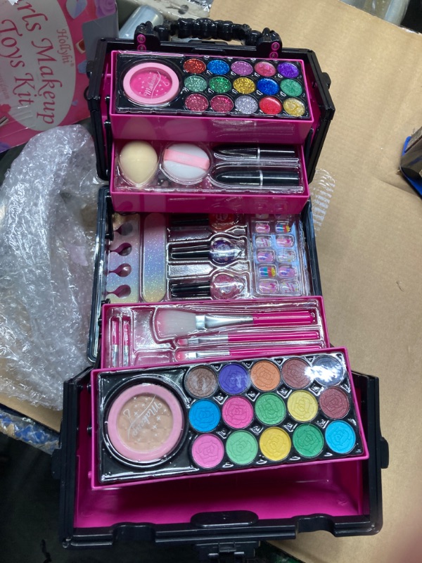 Photo 1 of Hollyhi 59 Pcs Kids Makeup Kit for Girl, Washable Play Makeup Toys Set for Dress Up, Pretend Beauty Vanity Set with Cosmetic Case Birthday Toys for Girls 3 4 5 6 7 8 9 10 11 12 Year Old Kids Toddlers