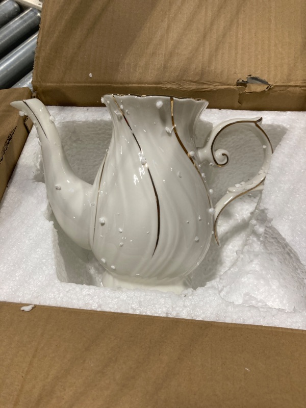 Photo 4 of  *** NO LID *** Agyiuns tea pot ceramic,Porcelain teapot with lid, 38.8 Oz for Tea, Milk, Coffee, Flower tea(White)