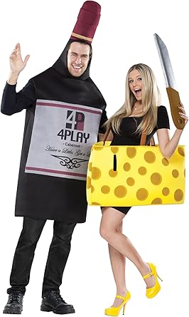 Photo 1 of Fun World Costumes FunWorld Mens Perfectly Paired Wine And cheese Set, 2 cOSTUMES IN 1 BAg, Black/Yellow, One Size