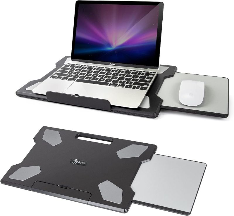 Photo 1 of  Laptop Pad for Your Lap Portable Lightweight Laptop Pad with Foldable Stopper, Retractable Mouse Pad Tray for Business, Study, Sofa, Retractable Left/Right Mouse Pad
