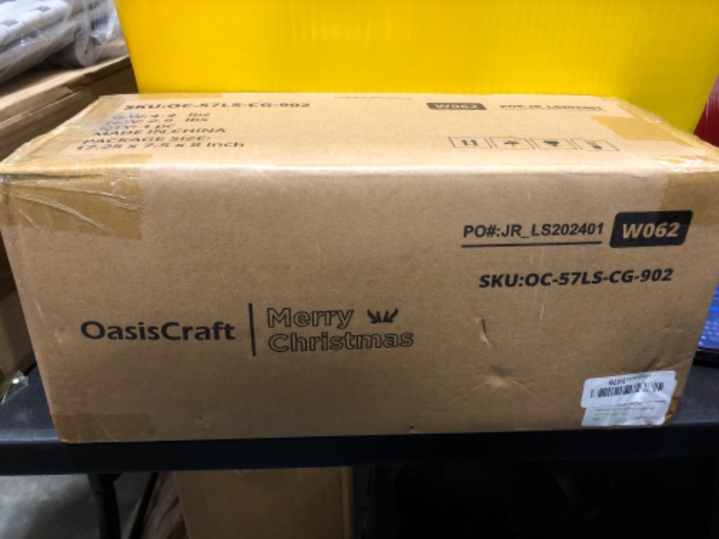 Photo 1 of OasisCraft 9FT Pre-lit Christmas Garland with Pine Cones and Berry Clusters, PVC & PE Snowy Garland with 50 LED Lights, Battery Operated and Timer Xmas Garlands for for Home Stairs Fireplace Front