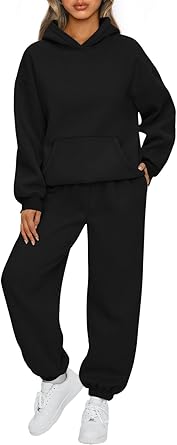 Photo 1 of AUTOMET Sweatsuits Women 2 Piece Outfit Lounge Two Piece Sets Fall Fashion 2024 Tracksuits Oversized Sweatshirt and Sweatpants Casual Teen Girls Clothing black L