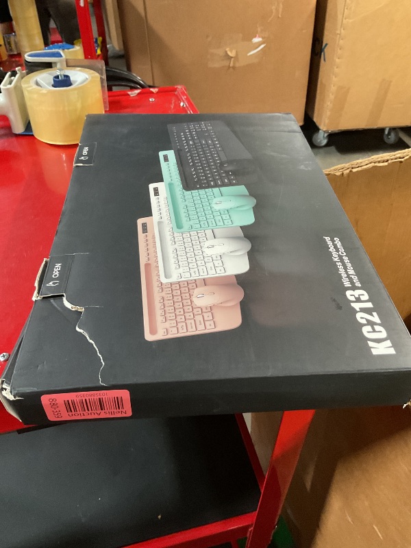 Photo 1 of Wireless Keyboard and Mouse Combo - Full-Sized Ergonomic Keyboard with Wrist Rest, Phone Holder, Sleep Mode, Silent 2.4GHz Cordless Keyboard Mouse Combo for Computer, Laptop, PC, Mac, Windows,White