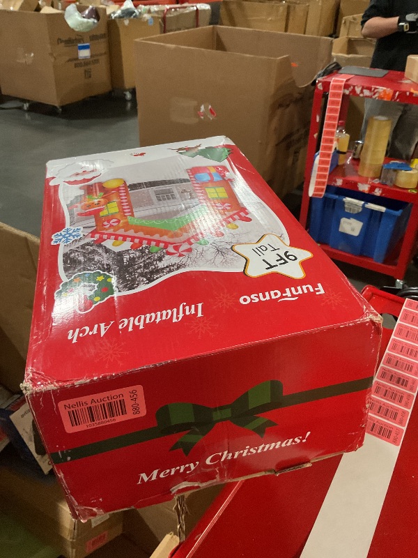 Photo 1 of FunFanso 9 FT Christmas Inflatable Archway Outdoor Decorations, Gingerbread House Arch Blow Up Yard Decoration with Colorful Gifts, Build-in LED Lights for Garden Lawn Yard Porch Holiday Party Decor