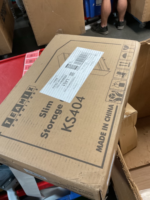 Photo 1 of TEAMIX 4 Tier White Slim Storage Cart with Handle, Slide Out Storage Rolling Utility Cart Mobile Shelving Unit Organizer Trolley for Small Spaces Kitchen Laundry Narrow Places