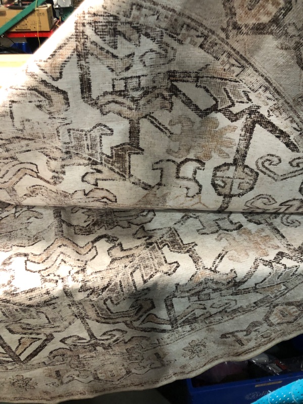 Photo 1 of **STOCK PHOTO COLOR FOR REFERENCE SEE PHOTO**
jinchan Round Rug 7ft Area Rug - Taupe Vintage Floor Mat Kitchen Indoor Thin Rug Floral Print - Washable Circle Rug 7' Round Retro Accent Rug Farmhouse Non Slip Dining Room Living Room Bedroom Office