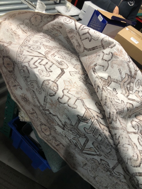 Photo 1 of **STOCK PHOTO COLOR FOR REFERENCE SEE PHOTO**
jinchan Round Rug 7ft Area Rug - Taupe Vintage Floor Mat Kitchen Indoor Thin Rug Floral Print - Washable Circle Rug 7' Round Retro Accent Rug Farmhouse Non Slip Dining Room Living Room Bedroom Office