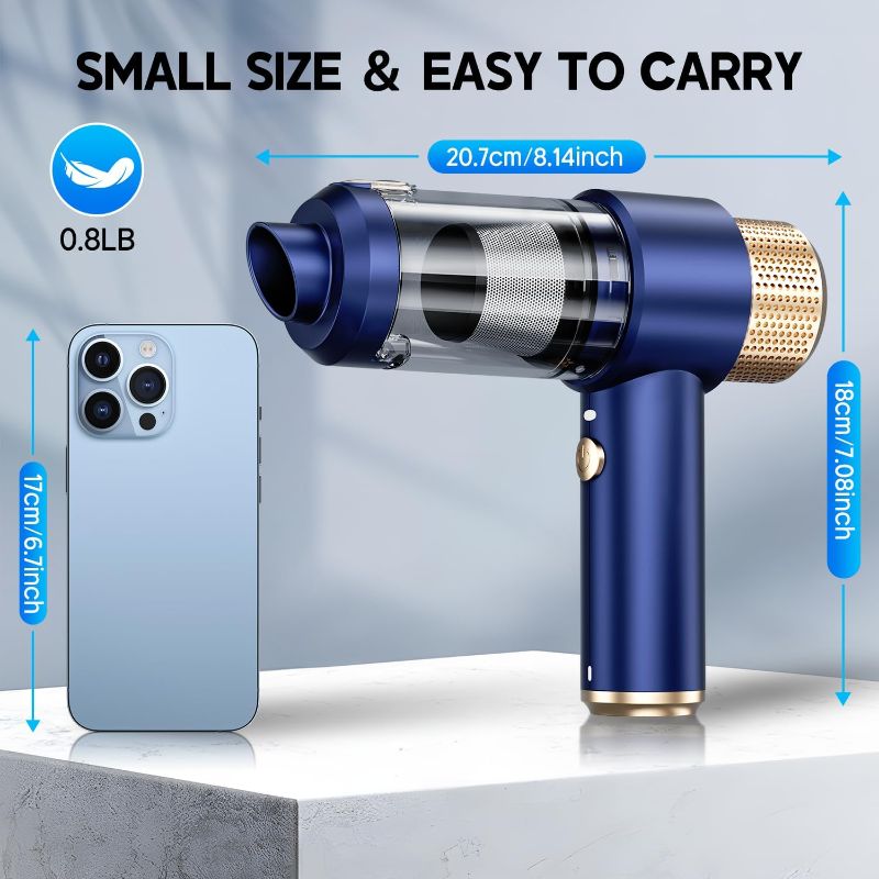 Photo 4 of (READ FULL POST) JONYJ Handheld Car Vacuum Cleaner, 16000PA Car Vacuum Portable Cordless, 2 in 1 Vacuum Cleaner and Air Duster with LED Light, Multi-Nozzles, 120W High Power Hand Held Vacuum for Car, Pet, Home, Office