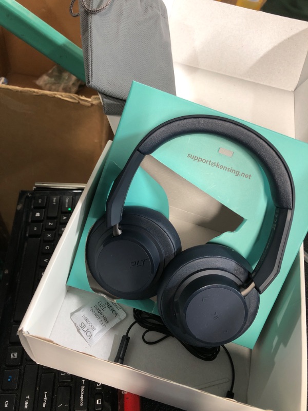 Photo 3 of ***(MISSING PARTS/ SEE NOTES) *** ***STOCK PHOTO REFERENCE ONLY*** (BLUE) 
Jamrissen Bluetooth Headset, Wireless Headset with Microphone Noise Canceling & USB Dongle, V5.2 Bluetooth Headphones with Charging Base, 45Hrs Talktime for Office/PC/Laptop/Call C