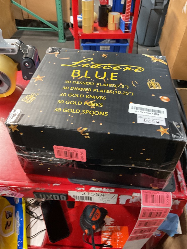 Photo 1 of Liacere 150PCS Blue Plastic Plates - Gold Plastic Silverware with Blue Handle - Navy Disposable Plates Include 30 Guests Plates,Forks,Spoons,Knives for Wedding & Party&Christmas&Hanukkah