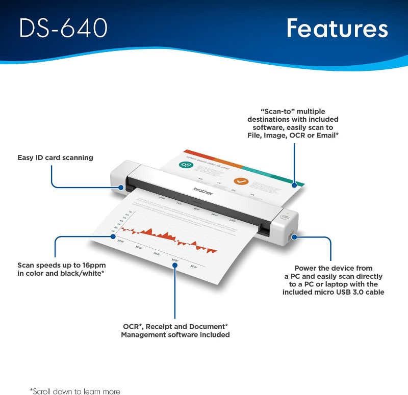 Photo 3 of (READ FULL POST) Brother DS-640 Compact Mobile Document Scanner, (Renewed Premium)