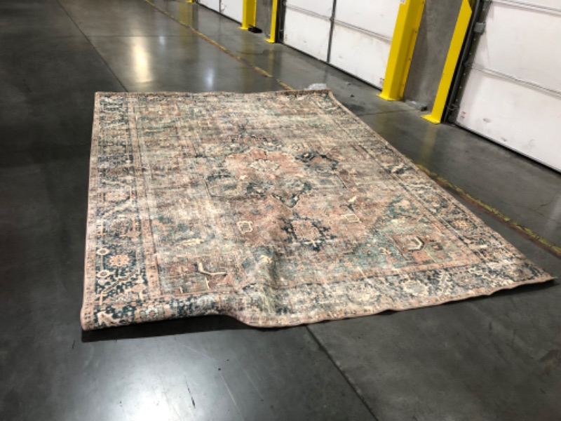 Photo 3 of ***HEAVILY USED AND DIRTY - NO PACKAGING - FRAYED - SEE PICTURSE***
Loloi II Margot Collection MAT-02 Terracotta / Lagoon 8'-6" x 11'-6", .38" Thick, Area Rug, feat.CloudPile, Soft, Durable, Printed, Medallion, Low Pile, Non-Shedding, Easy Clean, Living R