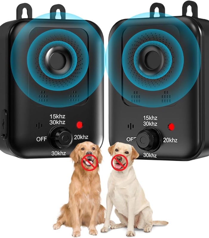 Photo 1 of 
Anti Barking Devices, 2 Pack Auto Barking Control Devices with 3 Modes, Rechargeable Ultrasonic Dog Barking Deterrent Devices Bark Box, Effective Stop Barking Dog Devices for Indoor & Outdoor Use