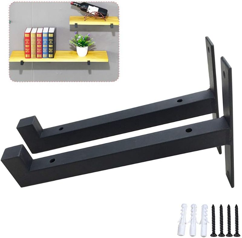 Photo 1 of ***just ONE***Black Shelf Bracket 1, Iron, Wall-Mounted Support Bookshelf Brackets, T-Shaped 90-Degree Right-Angle Metal Corner Brace, 15cm Mounting Plate Length, Bathroom, Kitchen, Bedroom
