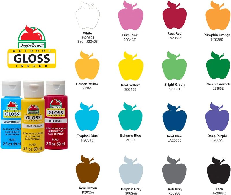 Photo 3 of (READ FULL POST) Apple Barrel Promoabg Gloss Acrylic Craft Paint Set, 2 fl oz, 16 PC