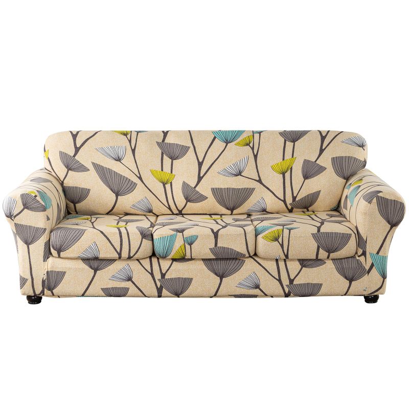 Photo 1 of (READ FULL POST) Lamberia Printed Sofa Cover for 3 Cushion Couch High Stretch Sofa Slipcovers 4 Piece Sofa Slipcover with Three Separate Cushion Covers Elastic Bottom Floral Pattern (Dandelion, Sofa)