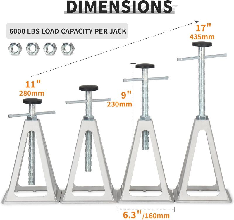 Photo 3 of (READ FULL POST) OULEME RV Stabilizer Jacks, Stack Jack Stands for RV Camper Travel Trailer, with Additional Screw Nuts and Cushion Rubber Mats - 4 Pack