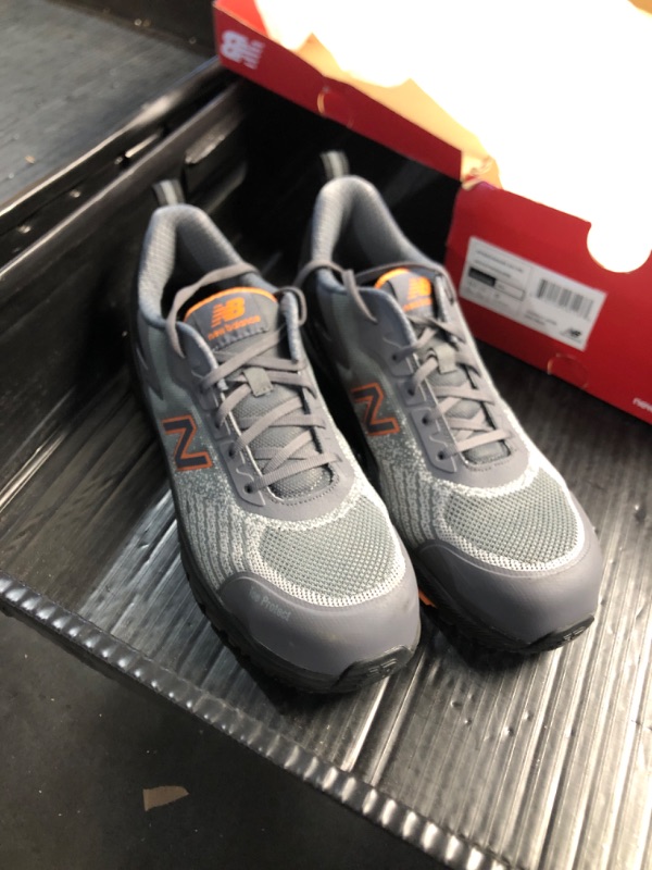 Photo 2 of *USED SLIGHTLY DIRTY*New Balance Men's Composite Toe Speedware Industrial Boot, Grey/Orange, 10.5