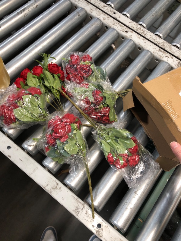 Photo 2 of (READ FULL POST) Zeyune 8 Bunches 12 in Artificial Mini Rose Bouquet Bridal Flower Bouquets Fake Roses Silk Roses for Home Office Garden Parties Wedding Mother's Day Decoration(Red)