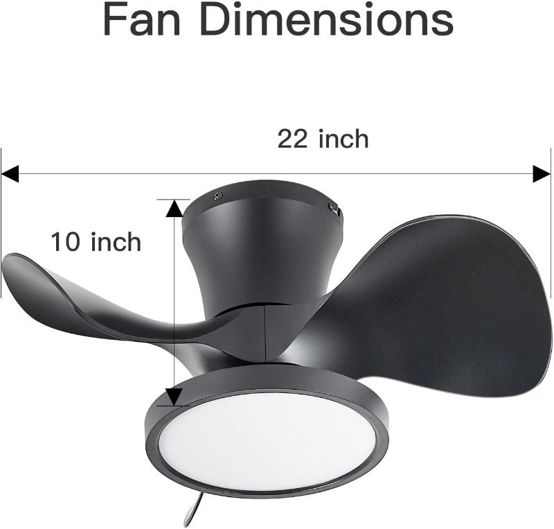 Photo 4 of (READ FULL POST) ocioc Quiet Ceiling Fan with LED Light 22 inch Large Air Volume Remote Control for Kitchen Bedroom Dining Room Patio