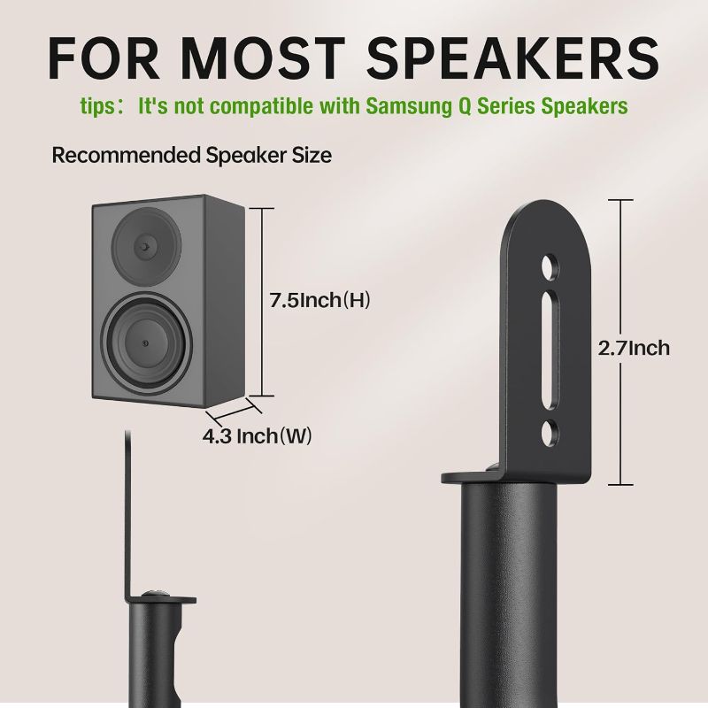 Photo 3 of (READ FULL POST) USX MOUNT Universal Speaker Stands, Height Adjustable Extend 30.0" to 39.1" for Satellite Speakers & Small Bookshelf Speakers up to 11 lbs Per Stand, 1 Pair Floor Stands for Sony Bose Polk JBL Yamaha
