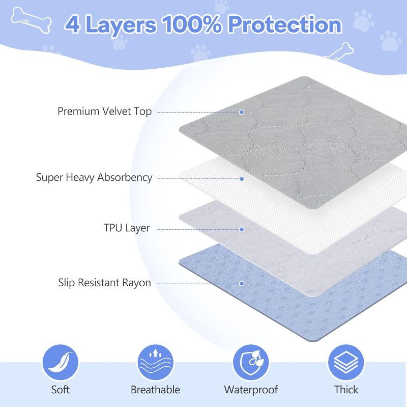 Photo 3 of (READ FULL POST) BHVESLL Reusable Dog Training Pads, 72x72 Inch-1 Pack Incontinence Bed Pads,Washable Pee Pads with Fast Liquid Absorbing, Perfect for Dogs, Cats, Bunny& Senior