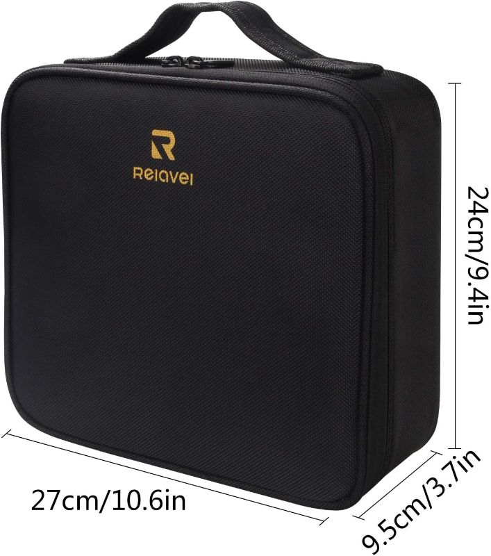 Photo 3 of (READ FULL POST) Relavel Travel Makeup Train Case Makeup Cosmetic Case Organizer Portable Artist Storage Bag with Adjustable Dividers for Cosmetics Makeup Brushes Toiletry (medium black)