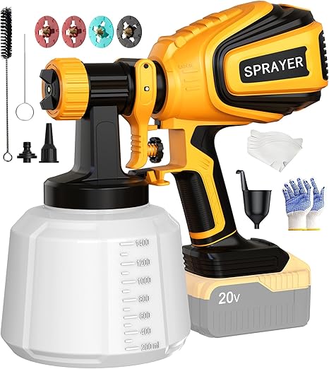 Photo 1 of ***STOCK PHOTO REFERENCE ONLY***
Cordless Paint Sprayer 90000RPM High Speed Electric Spray Paint Gun with 1400ml High Capacity Container Easy to Clean for House Painting Furniture Home Interior Yellow(Not Include Battery)
