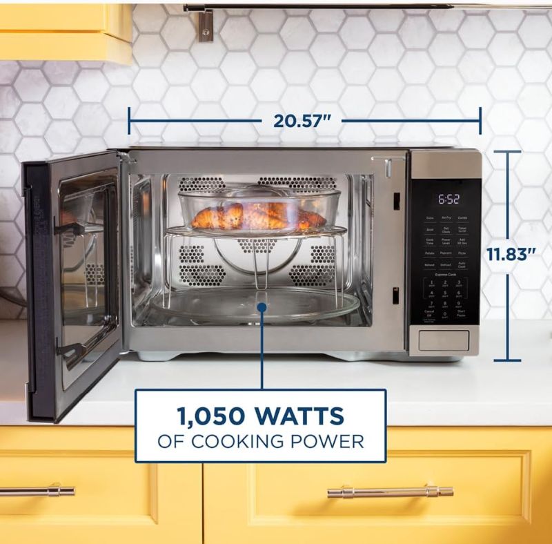 Photo 5 of ***ITEM TESTED FOR POWER, UNABLE TO TEST FURTHER*** GE JES1109RRSS 4-in-1, 1,050 Watts Countertop Convection Microwave Oven with Air Fry, OLD 1.0 Cu. Ft, Stainless Steel
