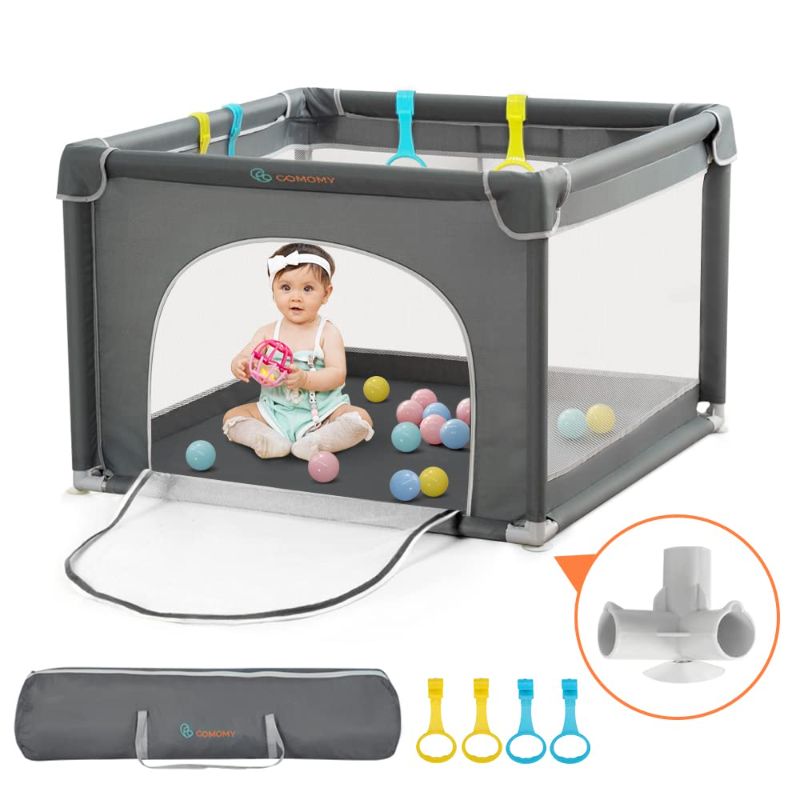 Photo 1 of ***STOCK PHOTO REFERENCE ONLY***COMOMY Playpens for Babies and Toddlers, Small Baby Play Pens, Activity Center for Baby Safe and Non-Slip Baby Fence, Full Mesh Design, Indoor & Outdoor Kids Activity Center (Dark Grey, 36"x36")