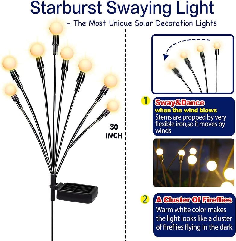 Photo 4 of (READ FULL POST) TONULAX Solar Garden Lights - New Upgraded Solar Swaying Light, Sway by Wind, Solar Outdoor Lights, Yard Patio Pathway Decoration, High Flexibility Iron Wire & Heavy Bulb Base, Warm White(2 Pack)
