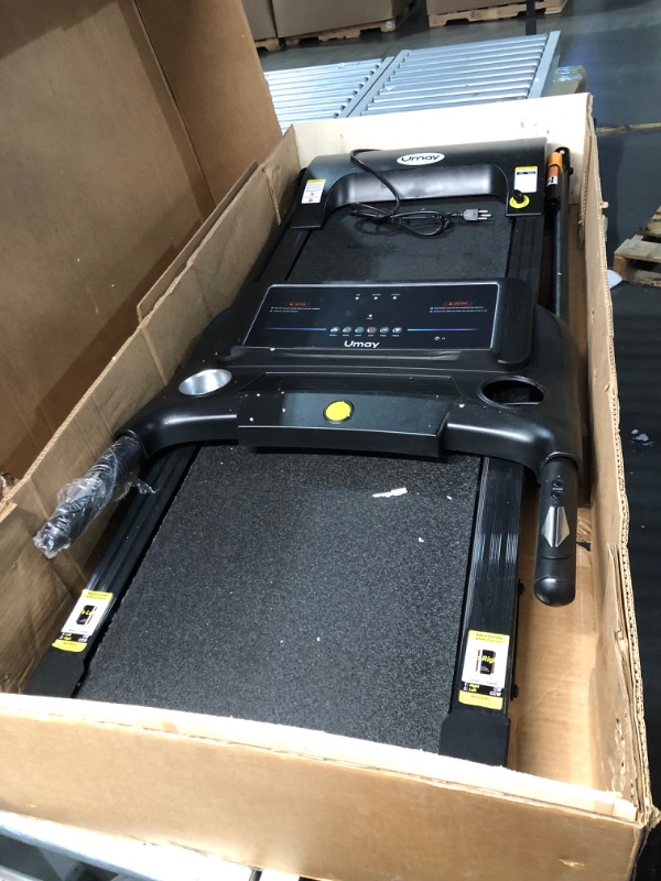 Photo 2 of ***USED - INCOMPLETE - MISSING PARTS - UNABLE TO VERIFY FUNCTIONALITY***
UMAY Fitness Home Auto Folding 3 Level Incline Treadmill with Pulse Sensors, 3.0 HP Quiet Brushless, 8.7 MPH, 300 lbs Capacity